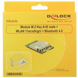 DeLock Module M.2 Key A E male > WLAN 11ac/a/b/g/n Bluetooth 4.0 Netværksadapter Trådløs Grøn Sølv > I externt lager, forväntat leveransdatum hos dig 27-10-2022